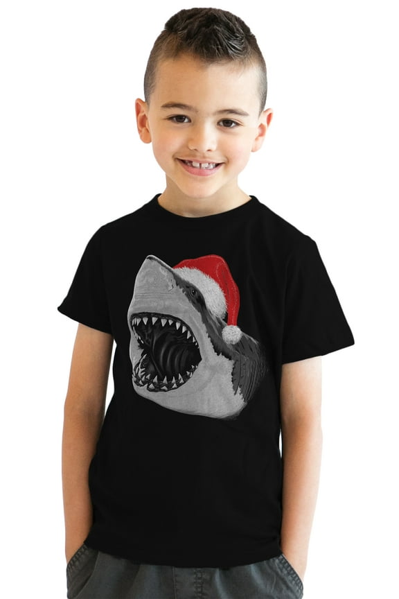 Youth Santa Jaws Funny Holiday Shark Christmas Cool Novelty T shirt for Kids