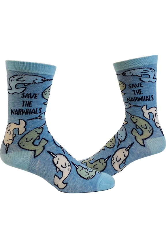Youth Save The Narwhals Socks Cute Ocean Whale Unicorn of The Sea Graphic Footwear