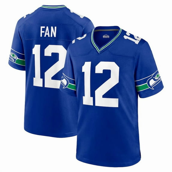 Youth Seattle Fan 12 Royal Stitched T-Shirts Sports Player Game Top, X-Large