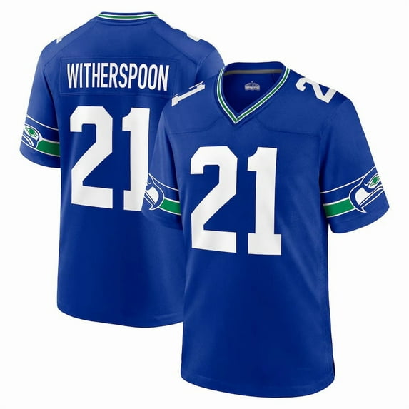 Youth Seattle Witherspoon 21 Royal Stitched T-Shirts Sports Player Game Top, Medium