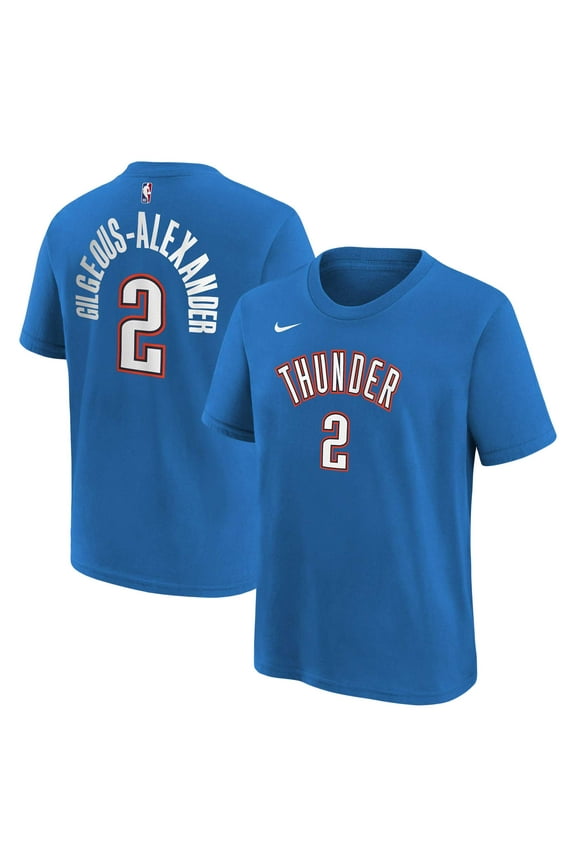 Youth Shai Gilgeous-Alexander Blue Oklahoma City Thunder Icon Name & Number T-Shirt