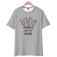 thumbnail image 1 of Youth Short Sleeve T-Shirt, Parent-child Outing Wear Tops, Easter Bunny Pattern, Comfort Tee, Multi-Size, Grey, 1 of 15