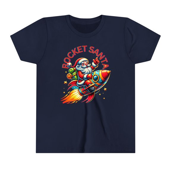 Youth Short Sleeve Tee Shirt - Rocket Santa