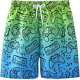 thumbnail image 1 of Youth Shorts Boy's Patchwork Drawstring Waist Printed Summer Boho Track Shorts, 1 of 6