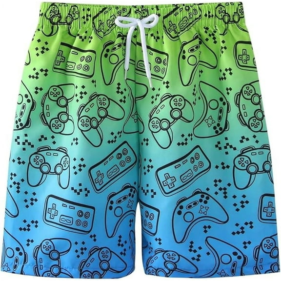 Youth Shorts Boy's Patchwork Drawstring Waist Printed Summer Boho Track Shorts