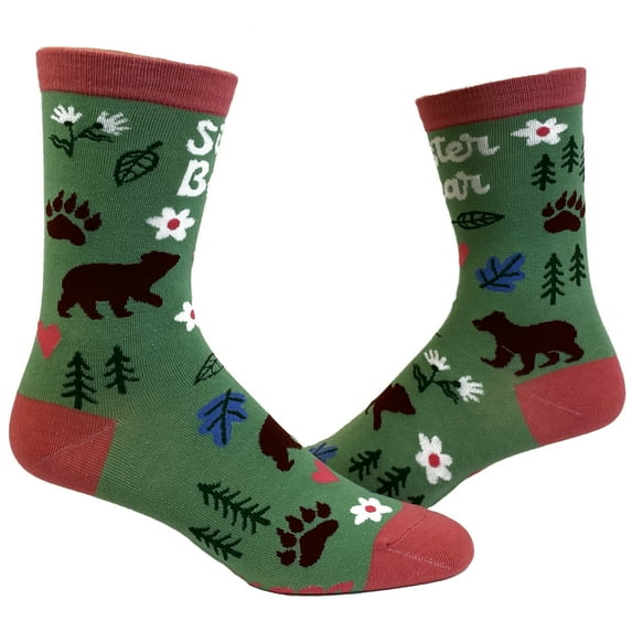 Youth Sister Bear Socks Funny Cute Siblings Brother Family Graphic Footwear