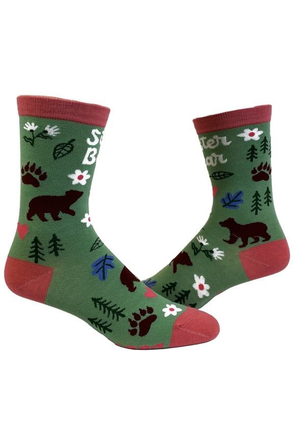 Youth Sister Bear Socks Funny Cute Siblings Brother Family Graphic Footwear