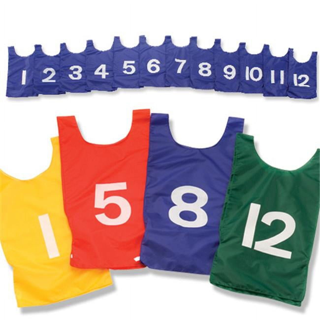 youth-size numbered nylon pinnies, one dozen