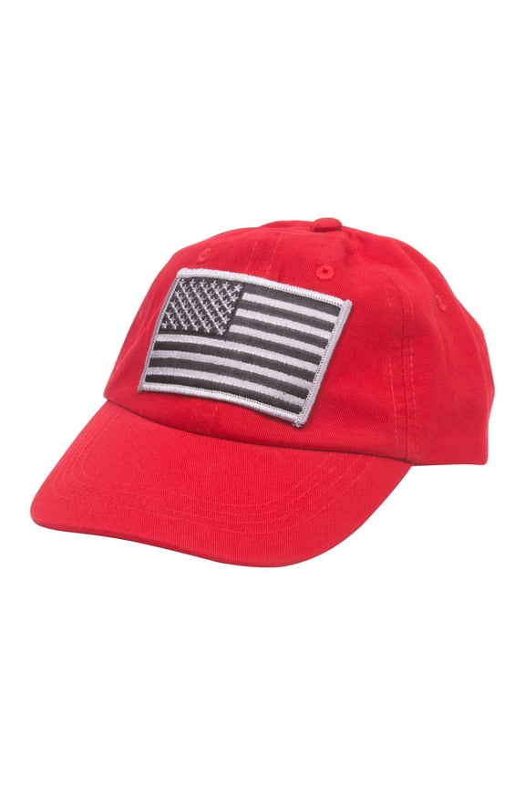 Youth Sized USA Adjustable Unstructured Hat - Red