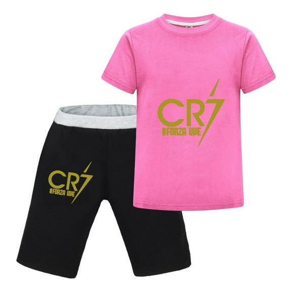 Youth Soccer Clothing Set | CR7 Cristiano Ronaldo Tee and Shorts for Kids | Boys Girls Fan Summer Apparel
