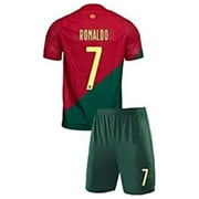 Youth Soccer Fan Ronaldo Jersey Portugal No 7 Sports Jersey Shirt Free Shorts