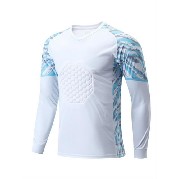 Youth Soccer Goalie Jersey Padded Goalie Shirt, Long Sleeve Soccer Goalie Shirt Training Football Uniform for Kids