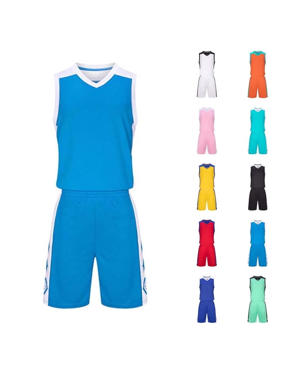 Youth Soccer Jersey Ndbuld Children's Sleeveless Top Elastic Waistband Shorts Training Suit Middle-aged Children's Football Suit Set