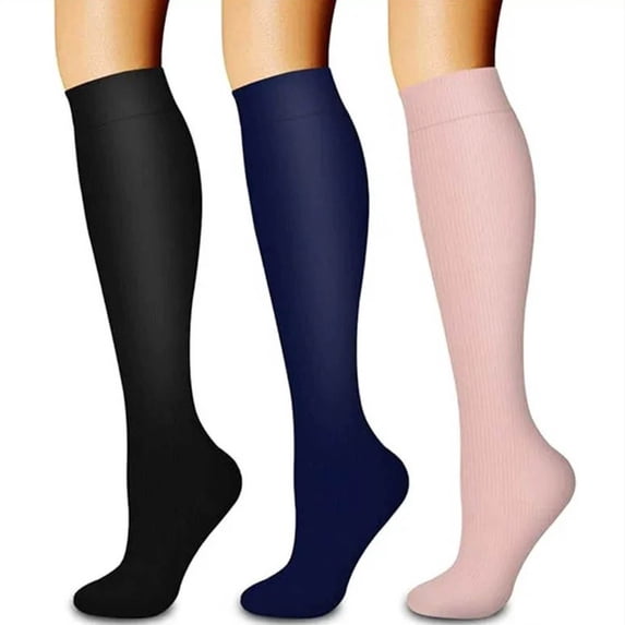 Youth Socks 3 Pairs Womens Support Socks Knee High Nurse Stockings for Running Travel Athletic Mens Halloween Socks L/XL