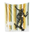 thumbnail image 1 of Youth Soft Flannel Fleece Throw Blanket, Jumping Skateboarder Scribble Sketch Art on Striped Backdrop with Grunge Effects, Cozy Plush for Indoor and Outdoor Use, 50" x 70", Multicolor, by Ambesonne, 1 of 5
