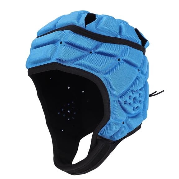 Youth Soft Shell Rugby Headgear, Adjustable EVA Sponge Football Helmet for Soccer Sports, Blue (S)