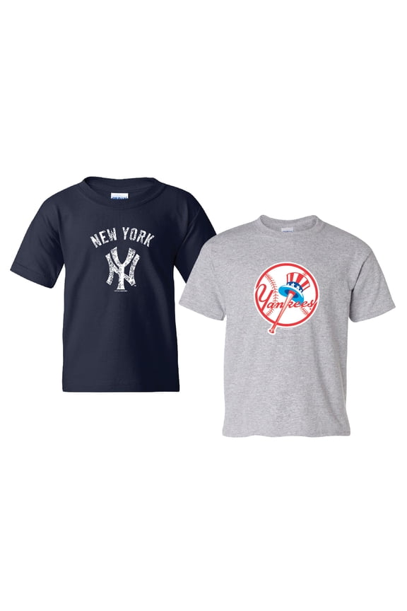 Youth Soft as a Grape Navy/Heather Gray New York Yankees Cooperstown 2-Pack T-Shirt Set