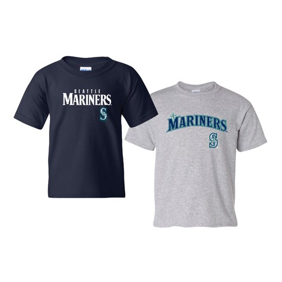 Youth Soft as a Grape Navy/Gray Seattle Mariners 2-Pack Logo T-Shirt Set