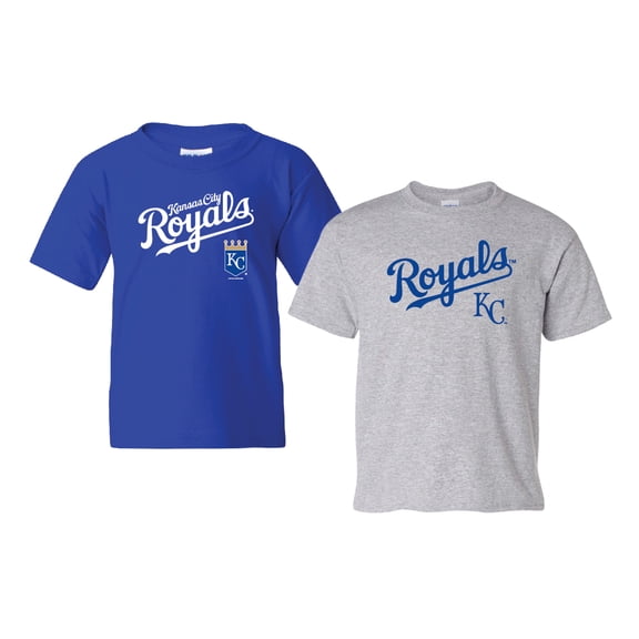 Youth Soft as a Grape  Royal/Heather Gray Kansas City Royals 2-Pack Logo T-Shirt Set