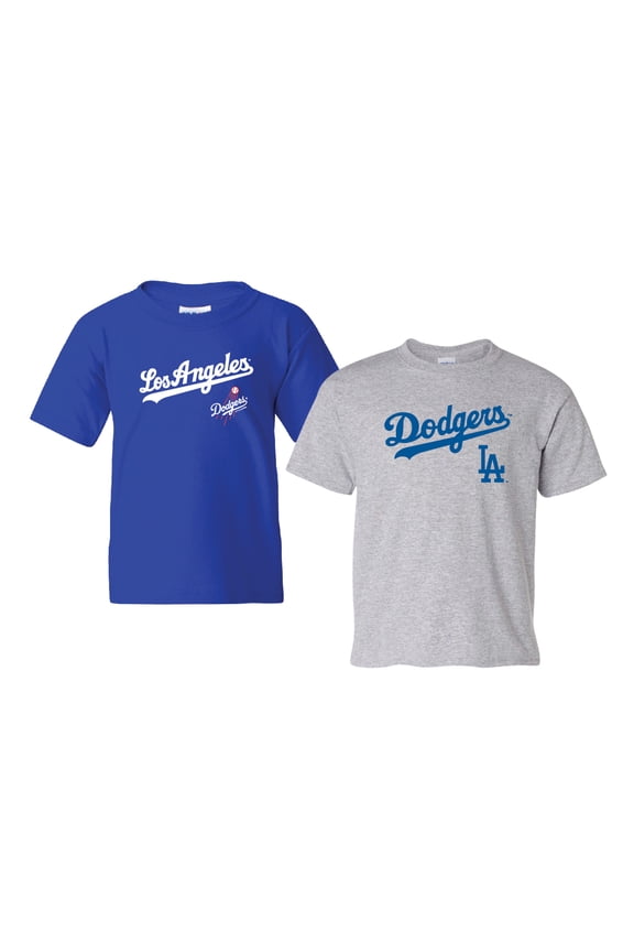 Youth Soft as a Grape  Royal/Heather Gray Los Angeles Dodgers 2-Pack Logo T-Shirt Set