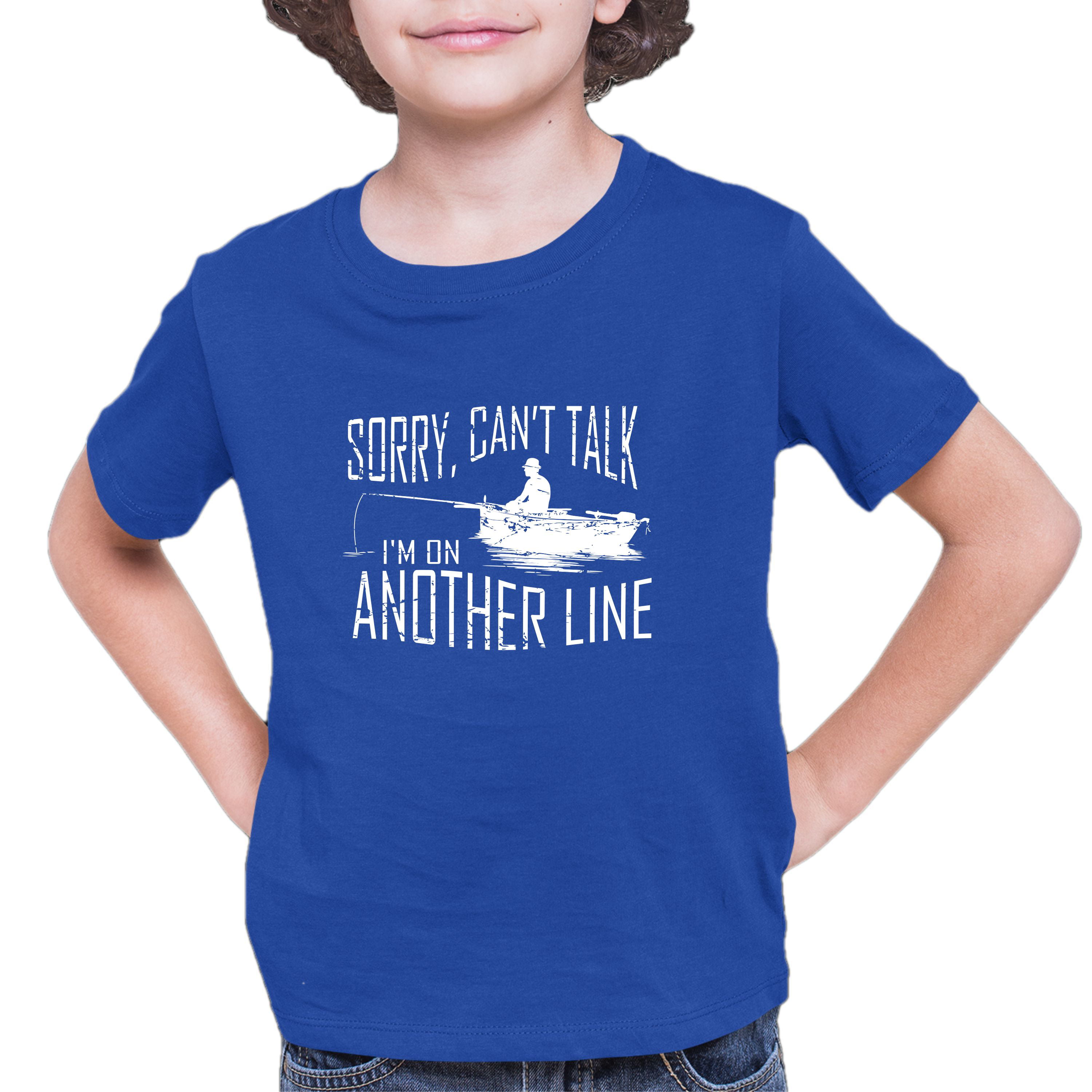 Youth Sorry Can't Talk I'm On Another Line Fishing T-Shirt