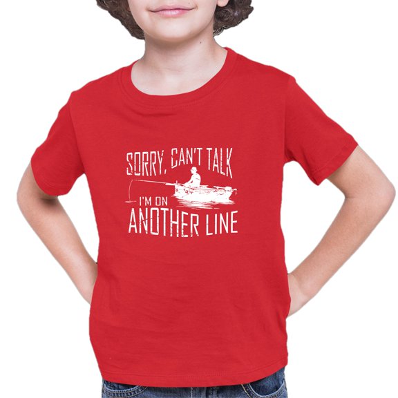 Youth Sorry Can't Talk I'm On Another Line Fishing T-Shirt