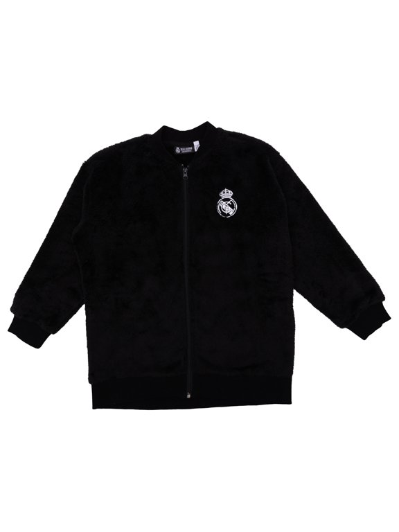 Youth Sport Design Sweden Black Real Madrid Teddy Full-Zip Jacket