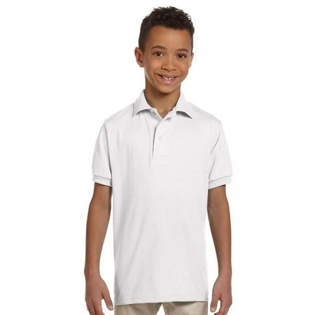 Jerzees Youth 5.6 oz, 50/50 Jersey Polo with SpotShield - White - Small