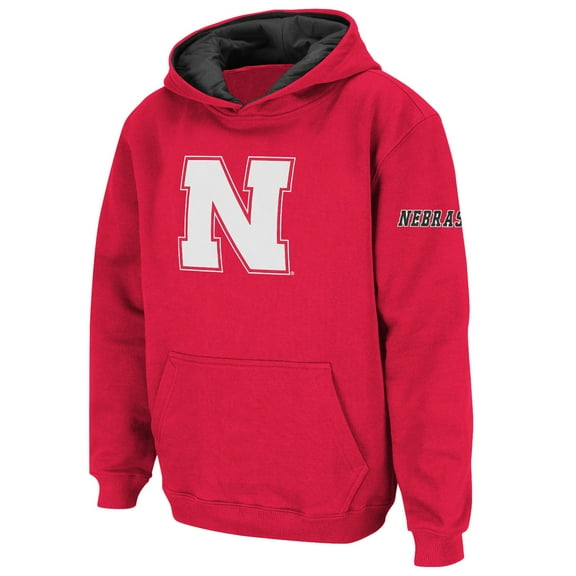 Youth Stadium Athletic Scarlet Nebraska Huskers Big Logo Pullover Hoodie