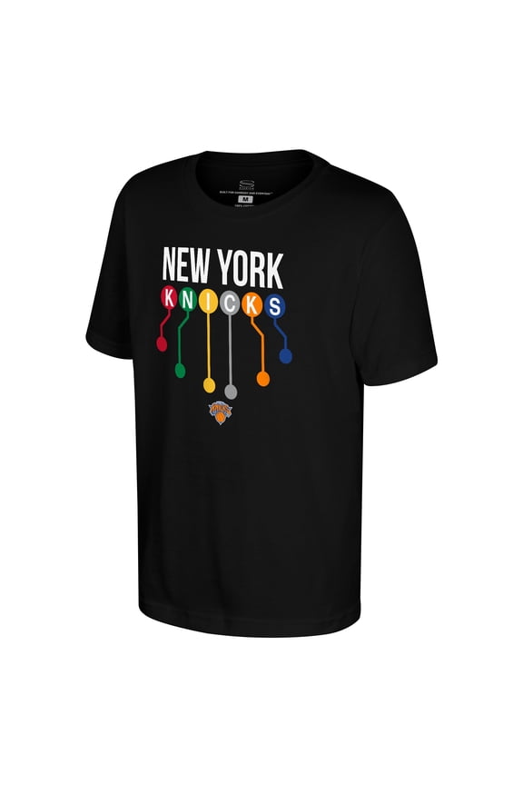 Youth Stadium Essentials Black New York Knicks Subway Lines T-Shirt