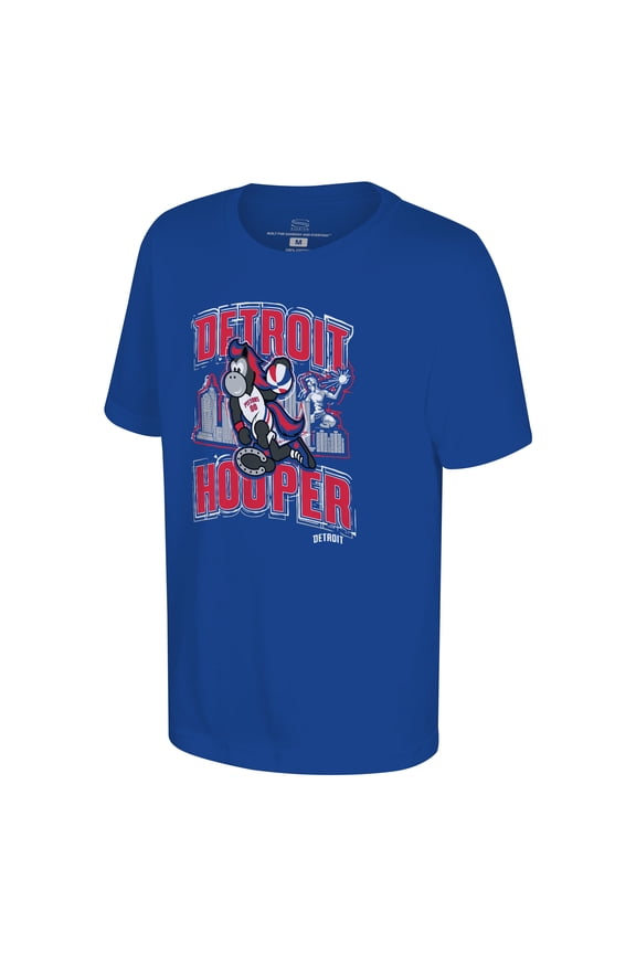 Youth Stadium Essentials Blue Detroit Pistons Mascot City Elementized T-Shirt