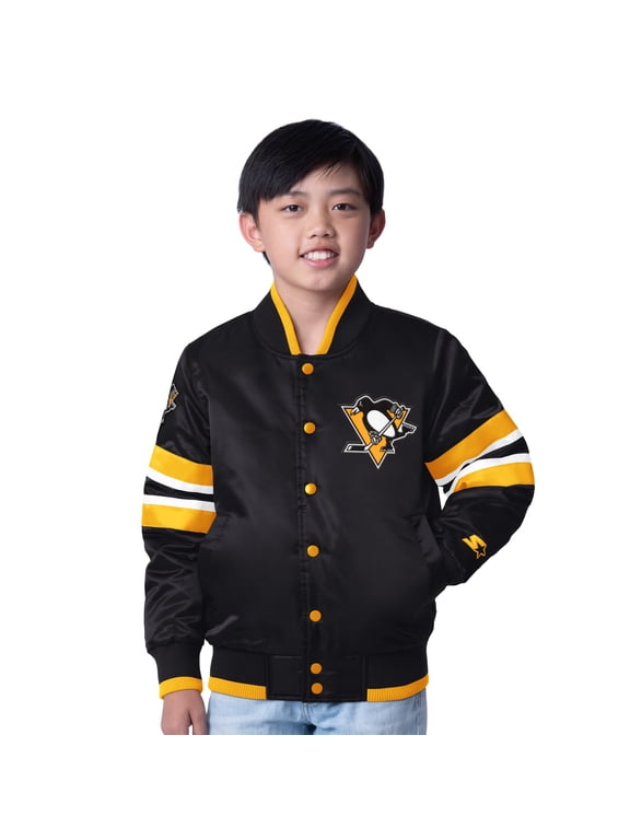 Youth Starter Black/Gold Pittsburgh Penguins Scout 1 Full-Snap Varsity Jacket