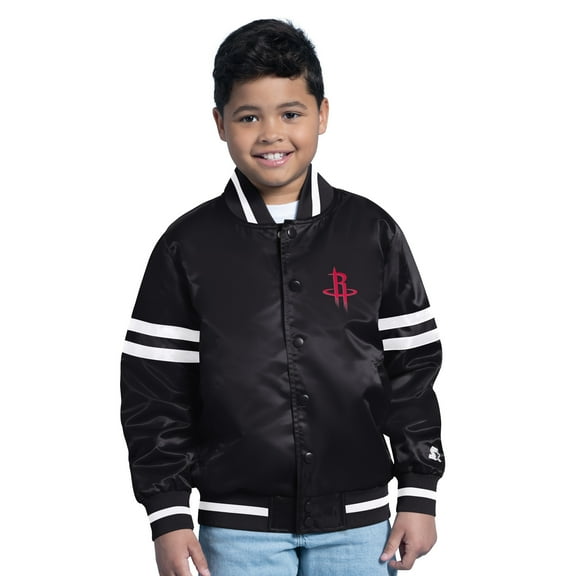 Youth Starter  Black Houston Rockets Satin Full-Snap Varsity Jacket
