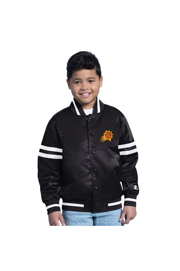 Youth Starter  Black Phoenix Suns Satin Full-Snap Varsity Jacket