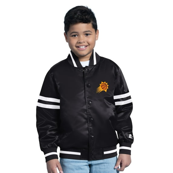 Youth Starter Black Phoenix Suns Satin Full-Snap Varsity Jacket