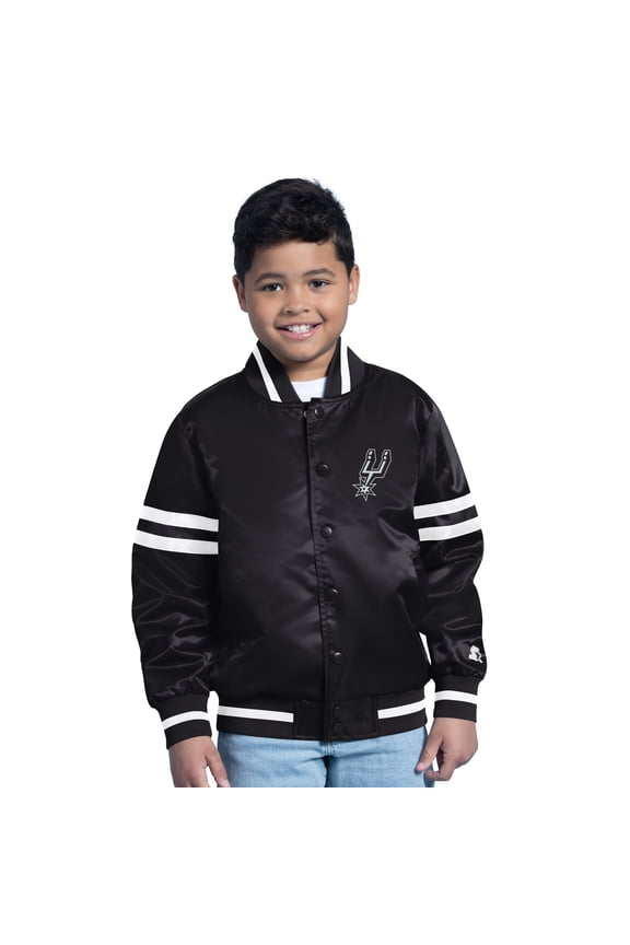 Youth Starter  Black San Antonio Spurs Satin Full-Snap Varsity Jacket