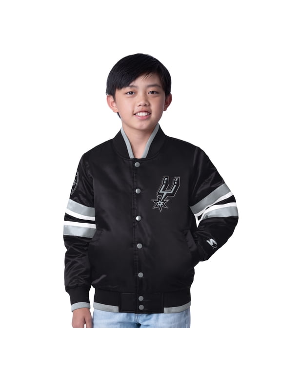Youth Starter Black San Antonio Spurs Scout Varsity Full-Snap Jacket