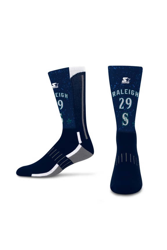 Youth Starter Cal Raleigh Navy Seattle Mariners Jersey Arch Crew Socks