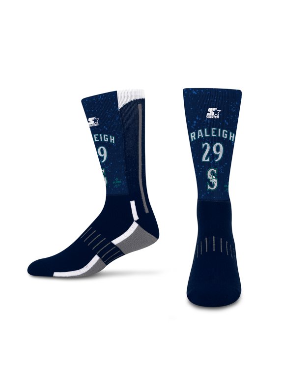 Youth Starter Cal Raleigh Navy Seattle Mariners Jersey Arch Crew Socks