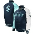 thumbnail image 1 of Youth Starter Deep Sea Blue Seattle Kraken Raglan Full-Snap Varsity Jacket, 1 of 3