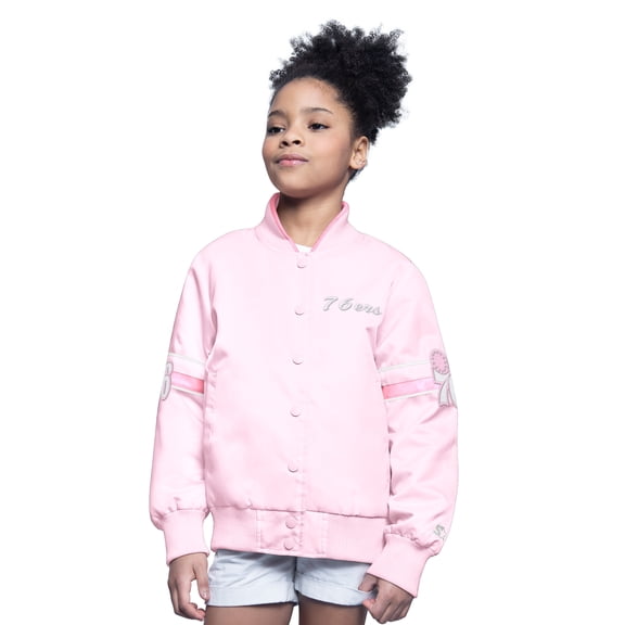 Youth-Starter Light Pink Philadelphia 76ers Arena Full-Snap Varsity Jacket