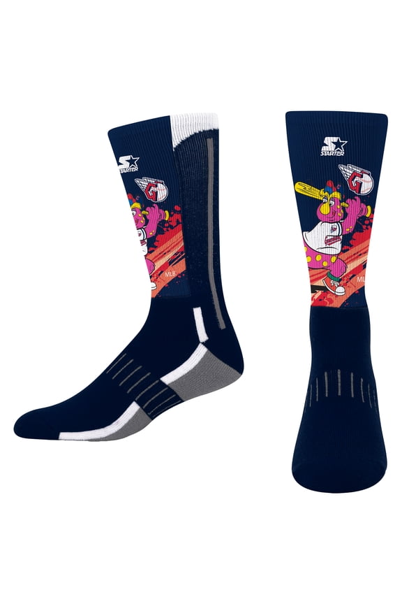 Youth Starter Navy Cleveland Guardians Phenom Mascot Color Splash Crew Socks