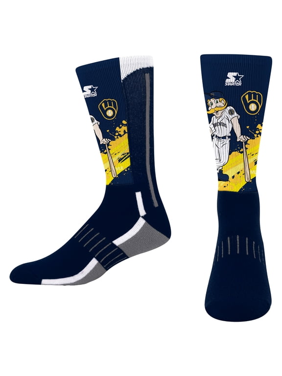 Youth Starter Navy Milwaukee Brewers Phenom Mascot Color Splash Crew Socks