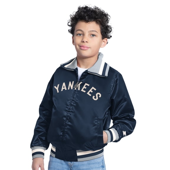 Youth Starter  Navy New York Yankees The Captain Jr. Cooperstown Collection Full-Zip Varsity Jacket