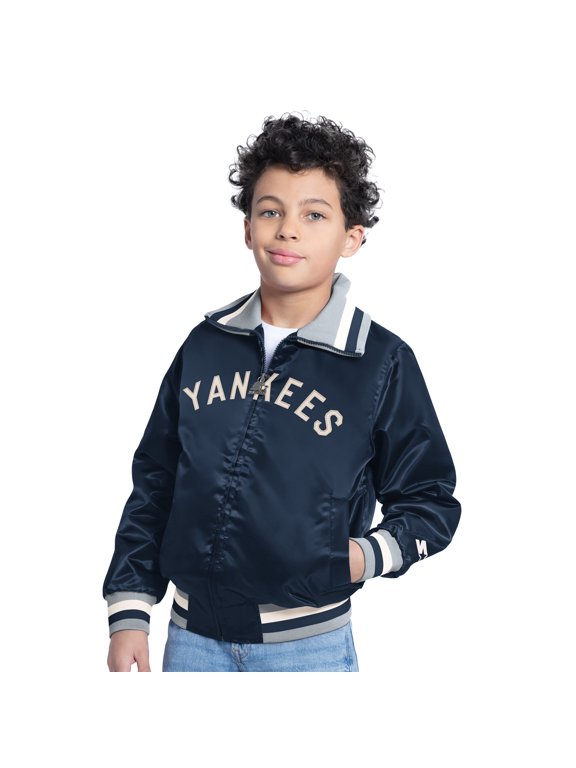 Youth Starter Navy New York Yankees The Captain Jr. Cooperstown Collection Full-Zip Varsity Jacket