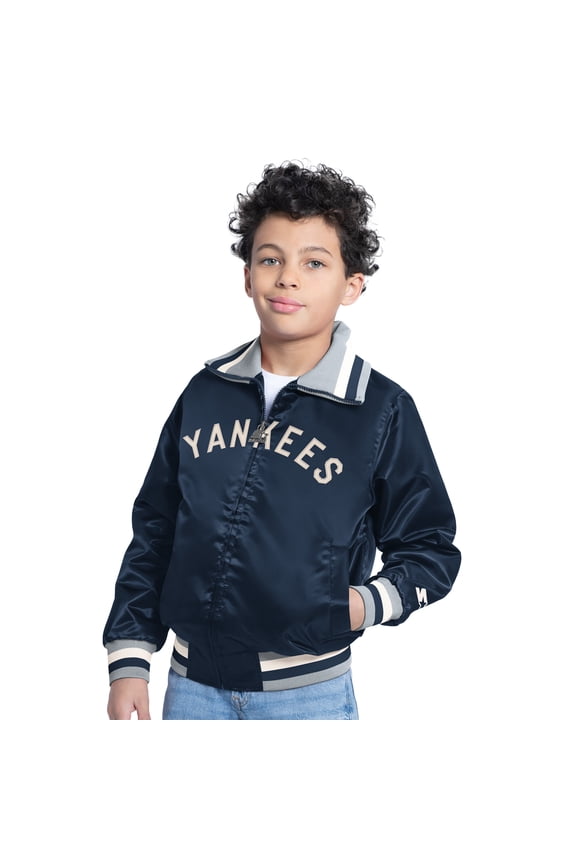 Youth Starter Navy New York Yankees The Captain Jr. Cooperstown Collection Full-Zip Varsity Jacket
