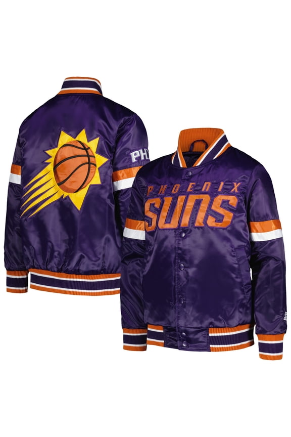 Youth Starter Purple Phoenix Suns Home Game Varsity Satin Full-Snap Jacket