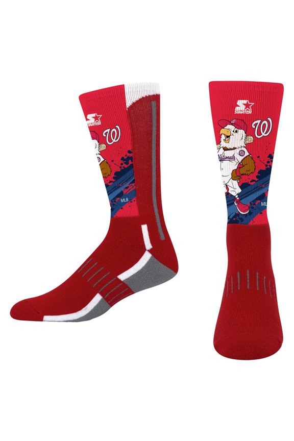 Youth Starter Red Washington Nationals Phenom Mascot Color Splash Crew Socks