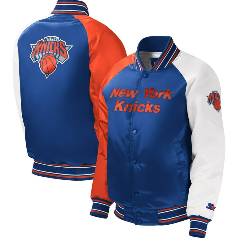Youth Starter Royal New York Knicks Raglan Full-Snap Varsity