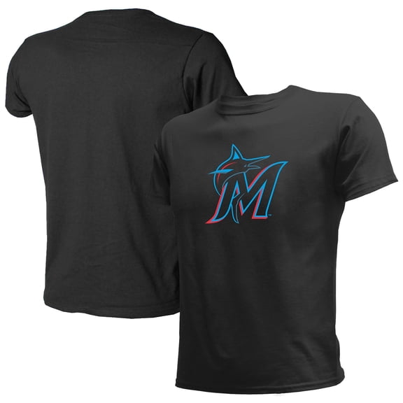 Youth Stitches Black Miami Marlins Team Logo T-Shirt